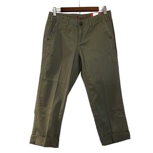 ELLE OLIVE CHINO CITY CHIC CROPPED PANTS GREEN SIZE 4 NEW WITH TAGS